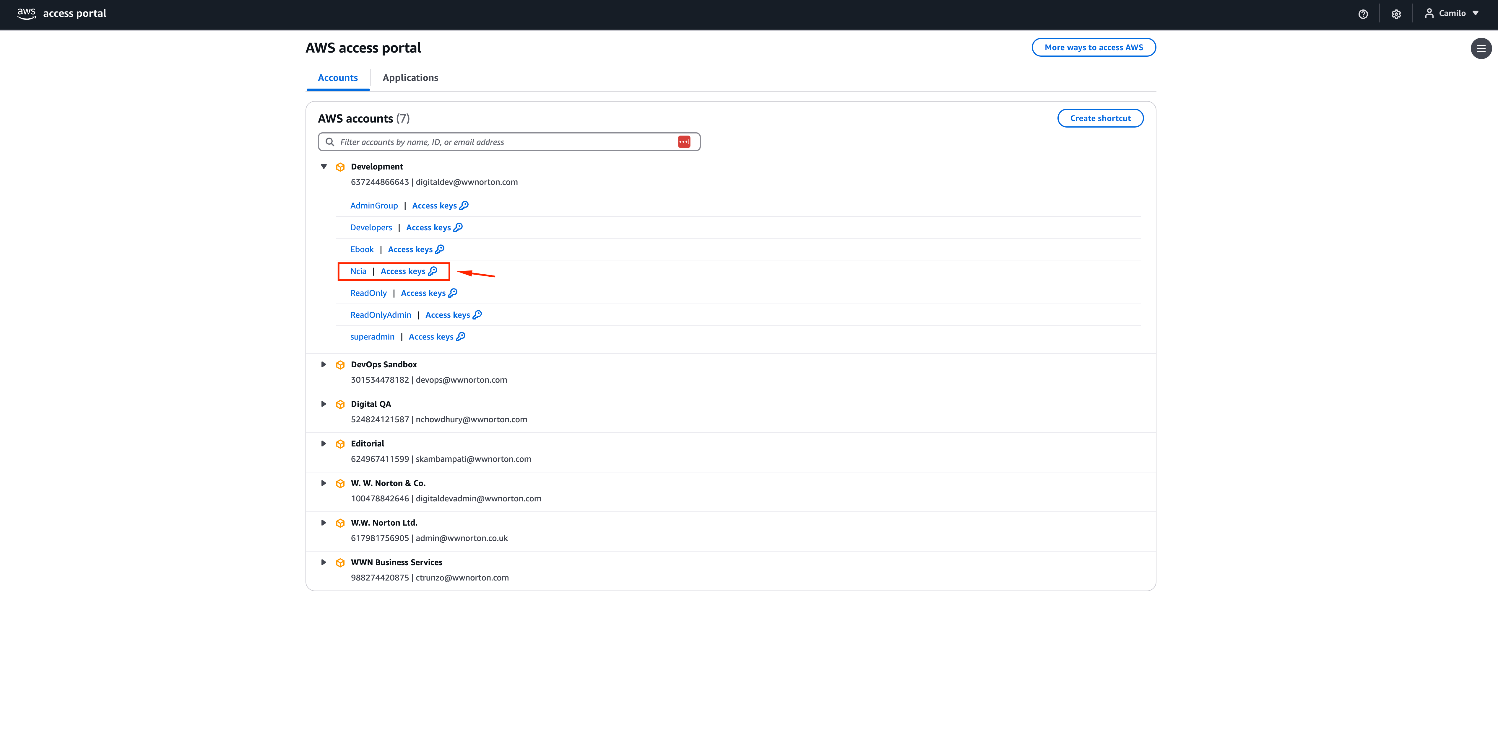Logging into AWS via access portal